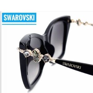 Swarovski Elegant Black Sunglasses with Crystal Details SK361